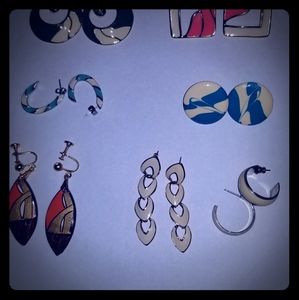 Womens Vintage Enamel Earrings